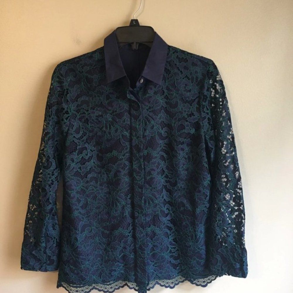 J. Crew size‎ 4 navy laced long sleeved blouse